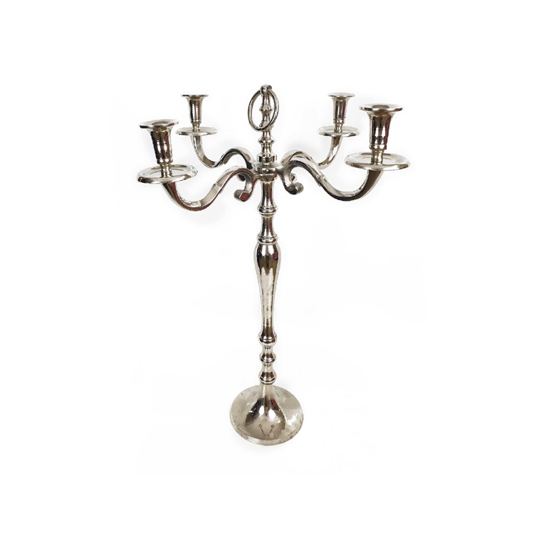 CHANDELIER ARGENTE 4 BRANCHES ANNEAU - TIGE - H65