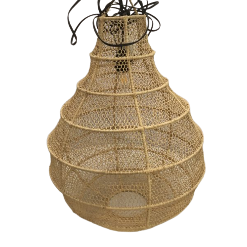 LUSTRE EN RAPHIA BRUT AMPOULE GM